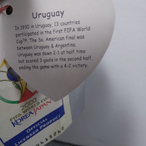 Champion The Beanie Baby TY 2002 Fifa World Cup Uruguay Korean/Japan Wth Tags - Picture 7 of 15